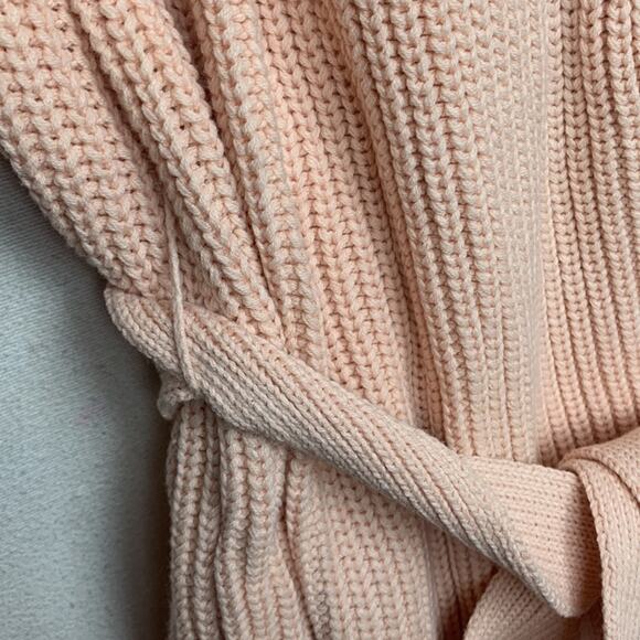 Sabo Skirt womens Large knit wrap sweater dress elle tie waist pink v neck - Picture 9 of 14